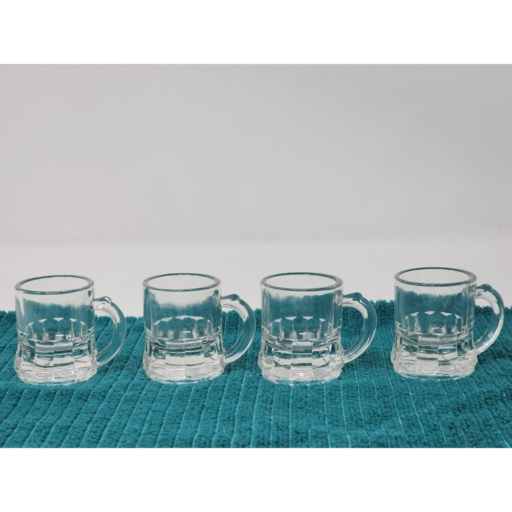 Vintage Federal Glass Clear Mini Beer Mug Shot Glasses Marked On The Bottom